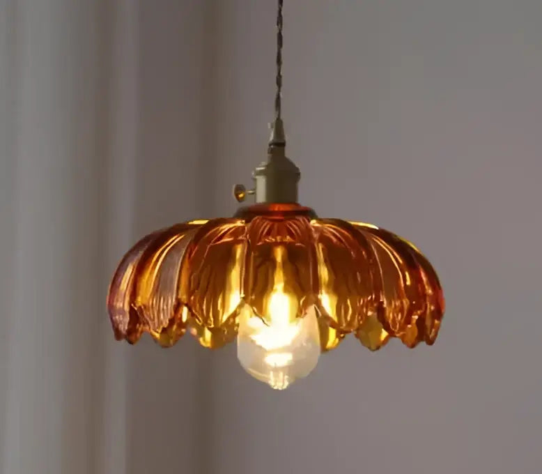 Green Glass Brass Pendant For Living Room
