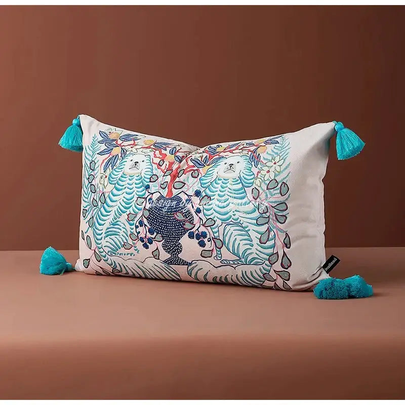 Green Handmade Lumbar Pillow
