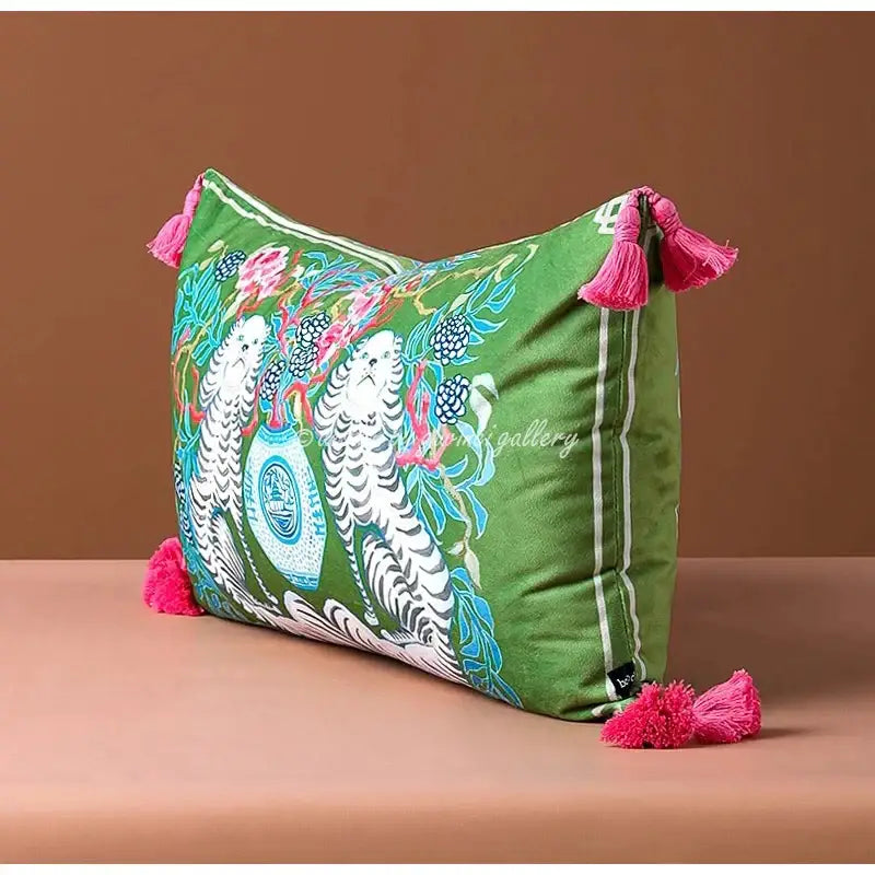 Green Handmade Lumbar Pillow