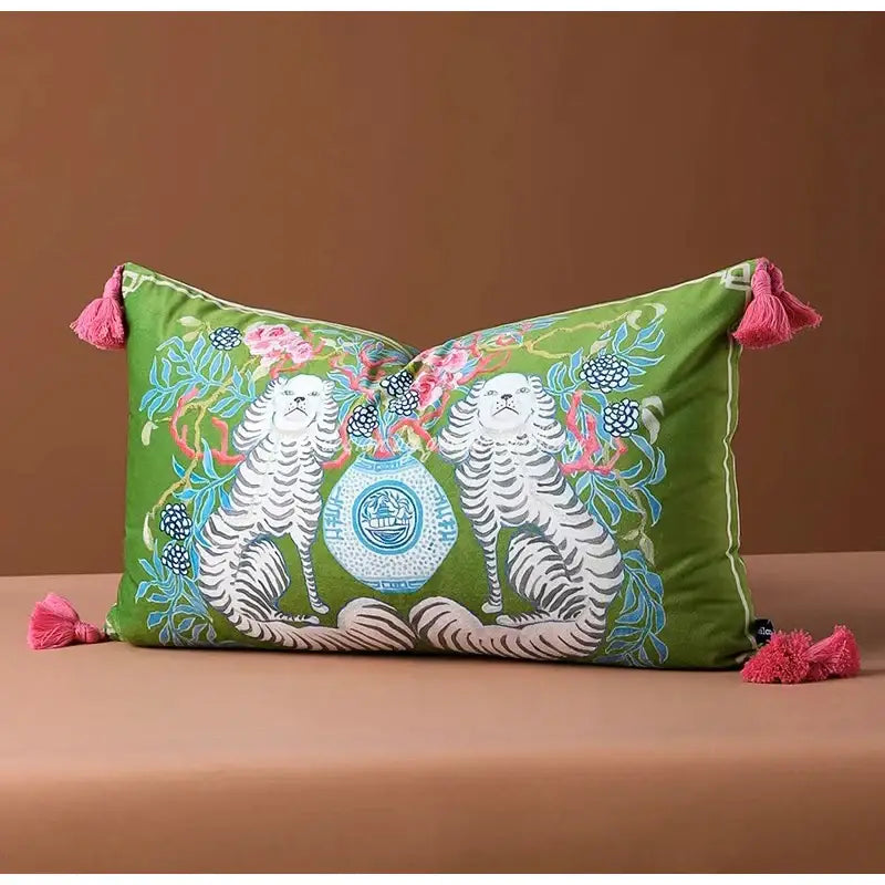 Green Handmade Lumbar Pillow