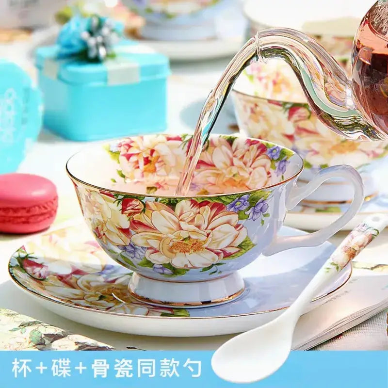 Blue Bone China Tea Set
