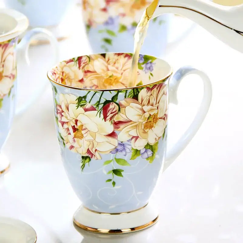 Blue Bone China Tea Set