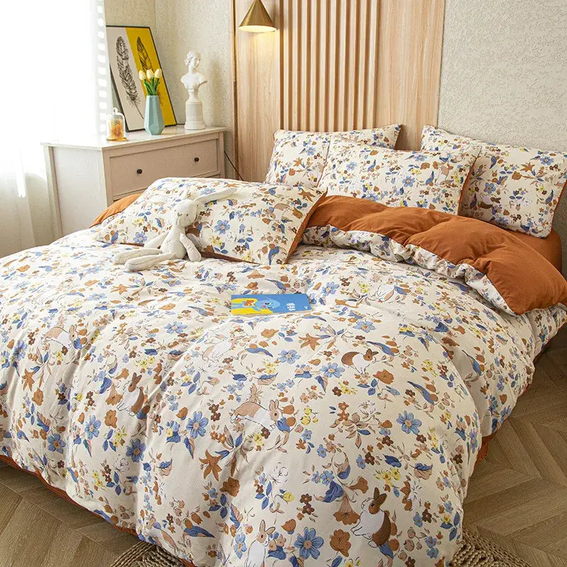 Pink Floral Cotton Bedding