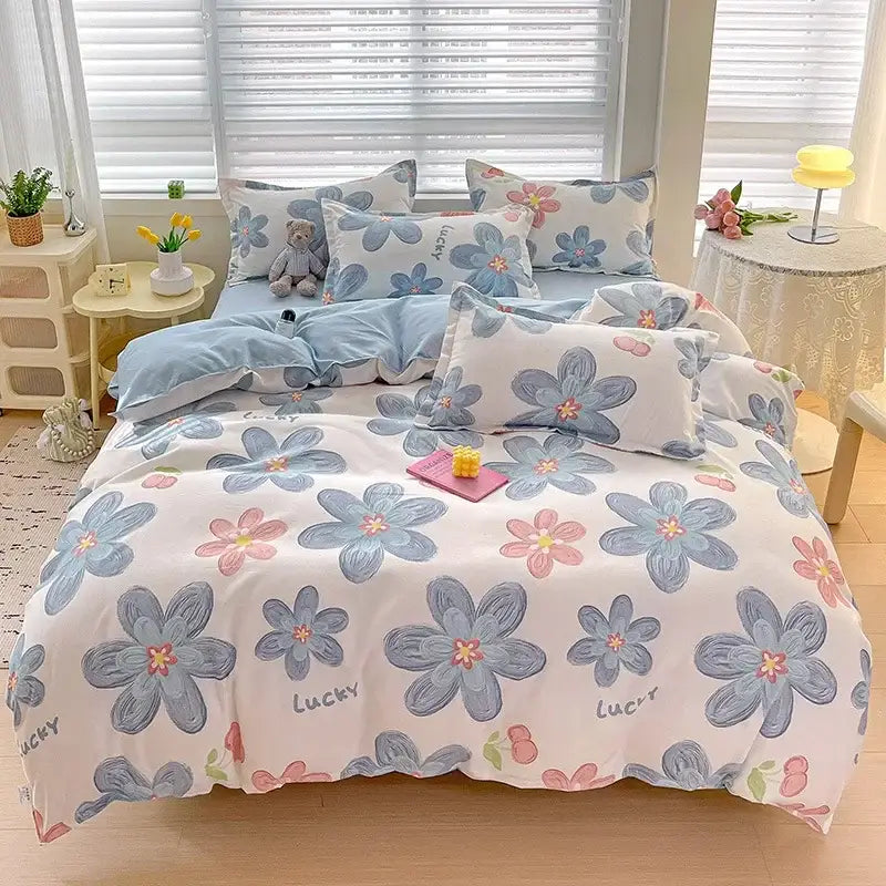 Rose Cotton Bedding Set with Breathable Fabric
