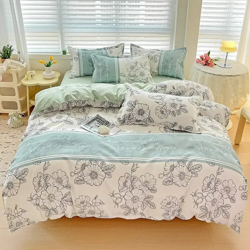 Rose Cotton Bedding Set with Breathable Fabric