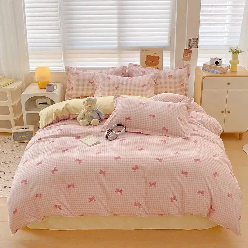 Rose Cotton Bedding Set with Breathable Fabric