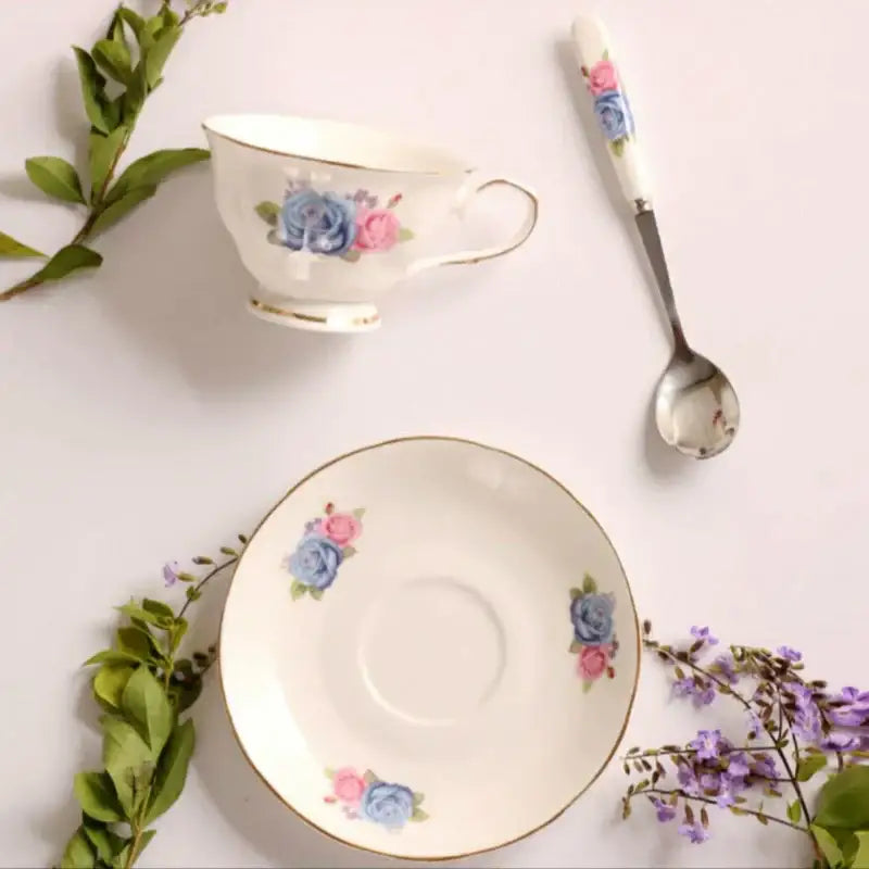 Purple Porcelain Tea Cup Set