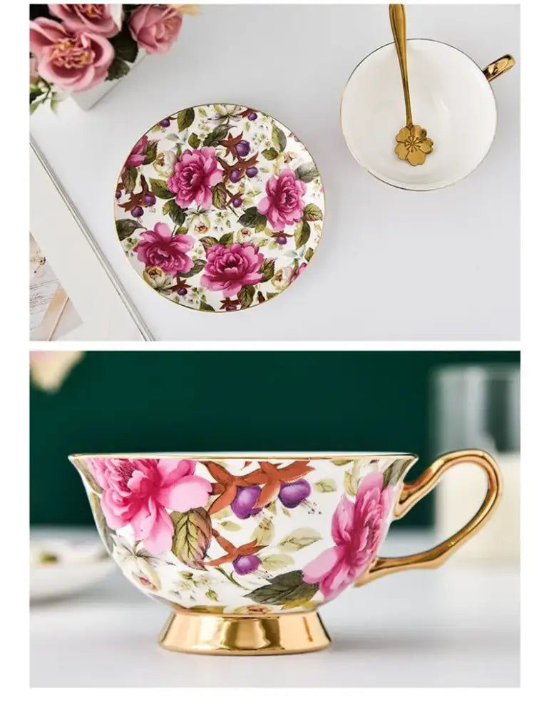 Purple Porcelain Tea Cup Set