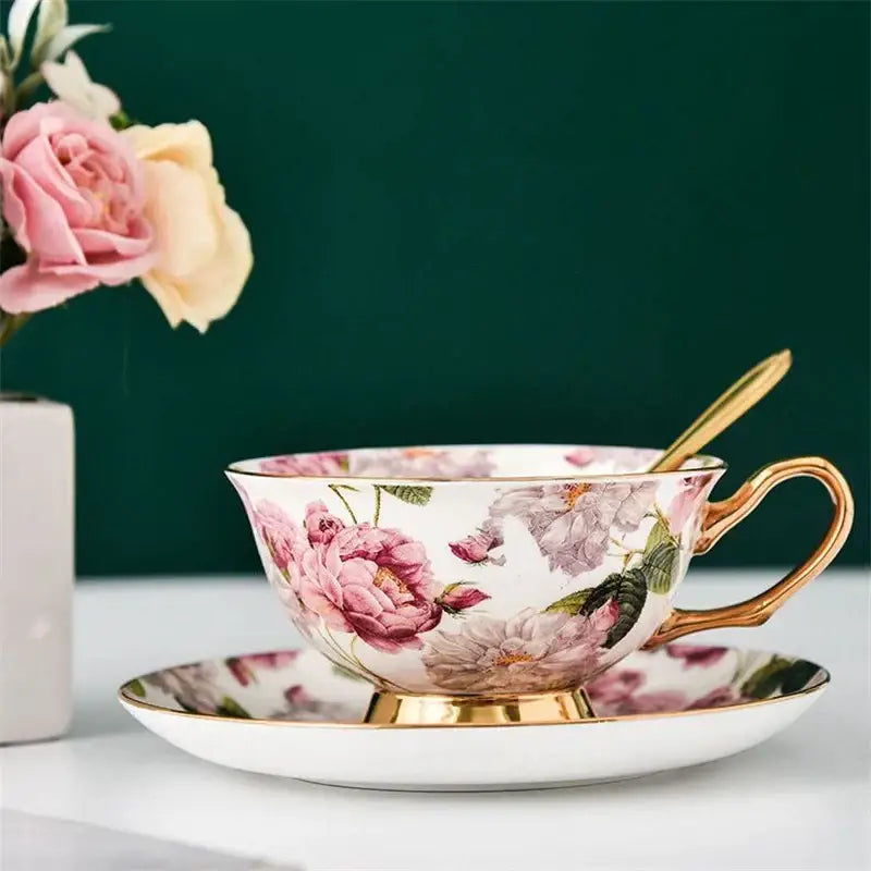 Purple Porcelain Tea Cup Set