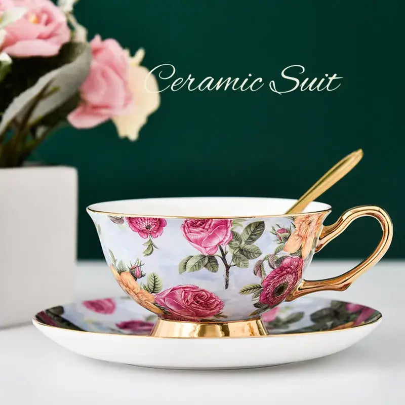 Purple Porcelain Tea Cup Set
