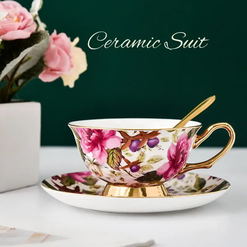 Purple Porcelain Tea Cup Set