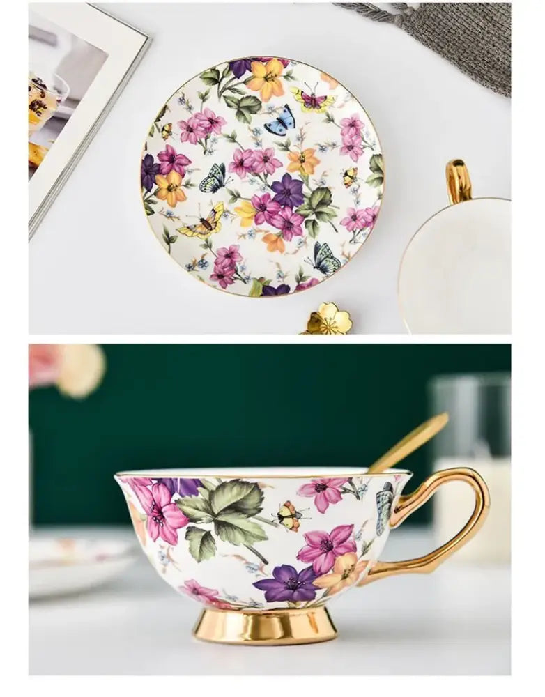 Purple Porcelain Tea Cup Set