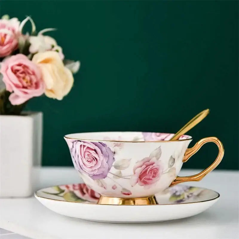Purple Porcelain Tea Cup Set