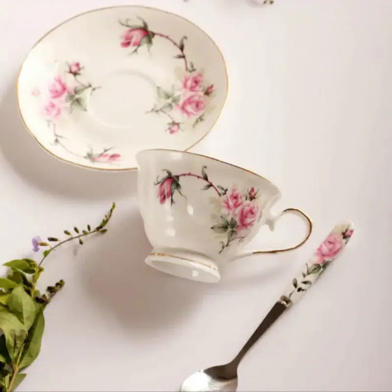 Purple Porcelain Tea Cup Set