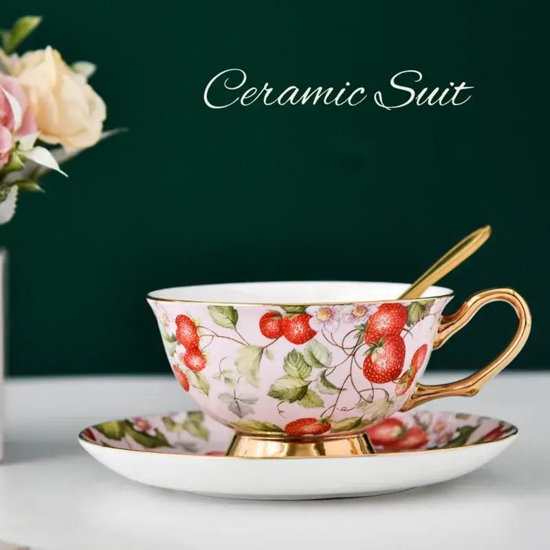 Purple Porcelain Tea Cup Set