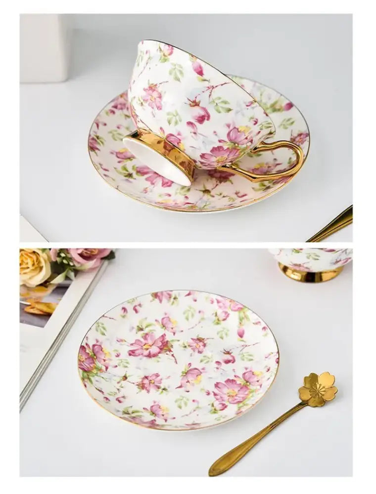 Purple Porcelain Tea Cup Set