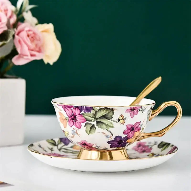 Purple Porcelain Tea Cup Set