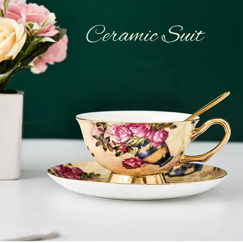 Purple Porcelain Tea Cup Set