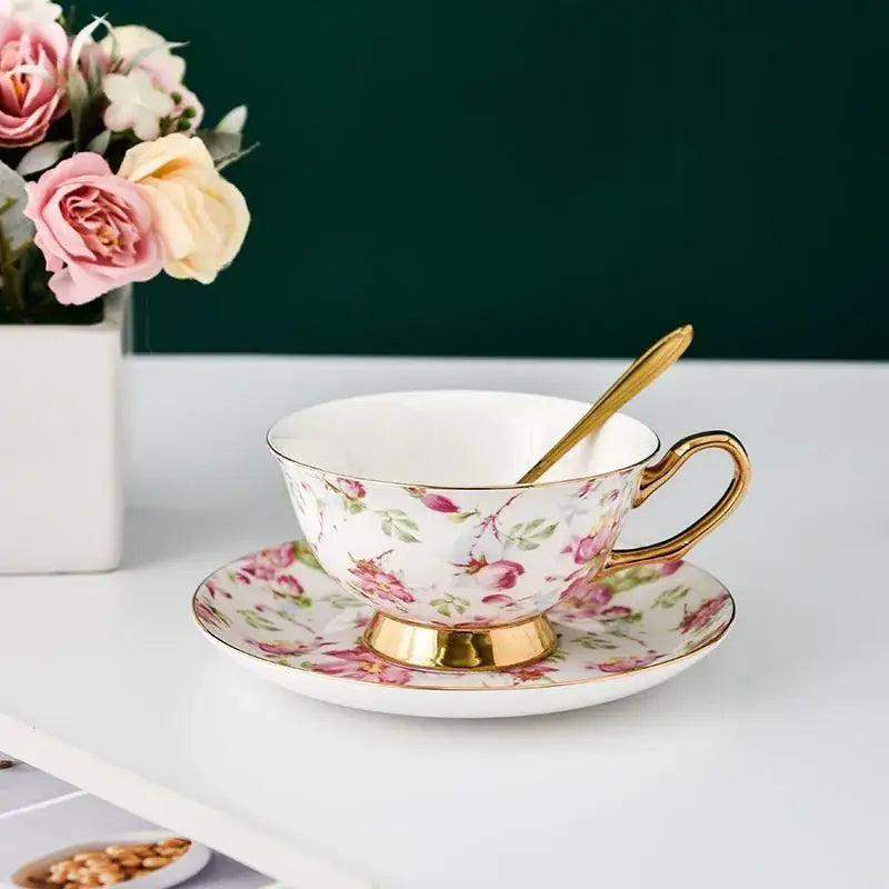 Purple Porcelain Tea Cup Set