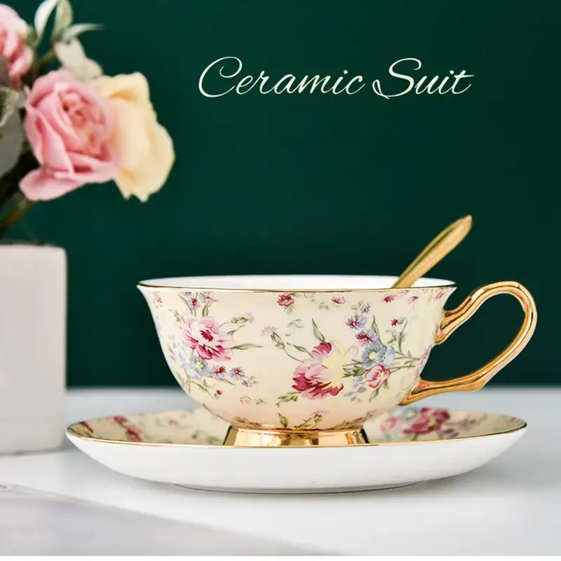 Purple Porcelain Tea Cup Set