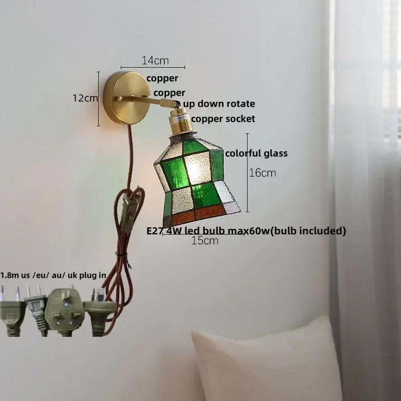 Teal Glass Wall Light