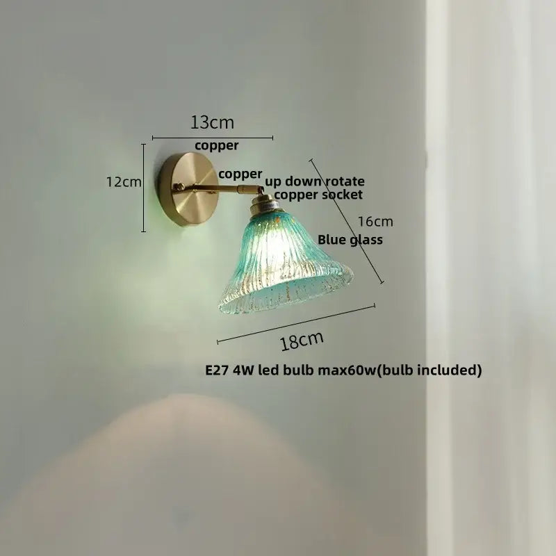 Teal Glass Wall Light