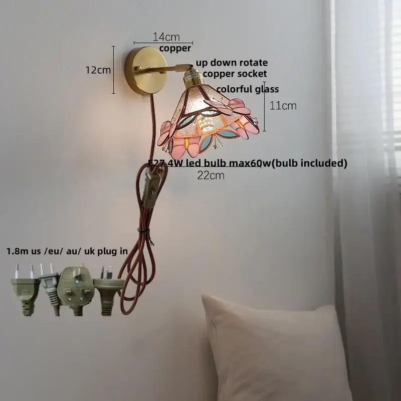 Teal Glass Wall Light