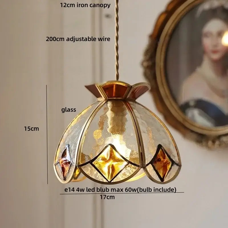 Red Amber Glass Pendant Lamp
