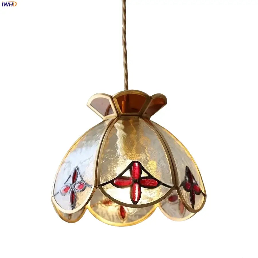 Red Amber Glass Pendant Lamp