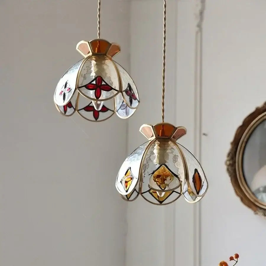 Red Amber Glass Pendant Lamp