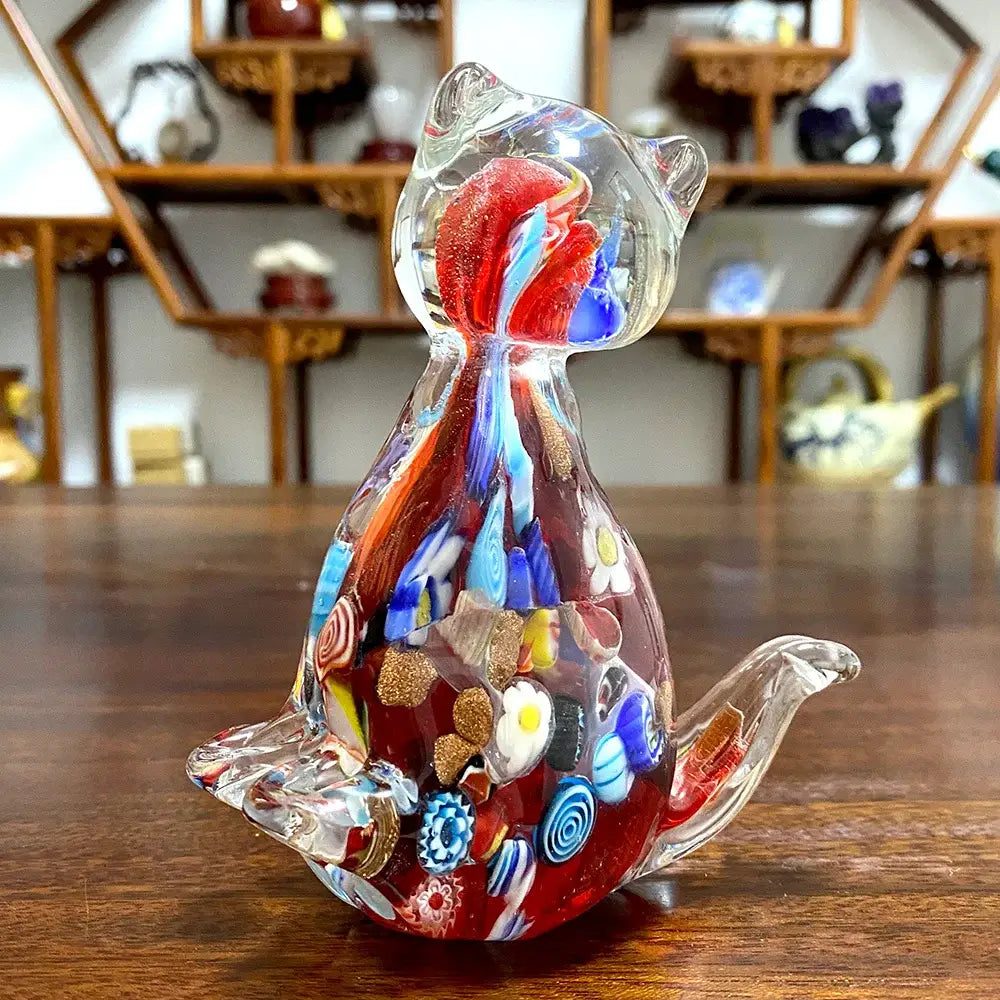 Red Glass Cat Figurine
