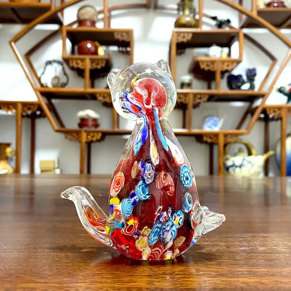 Red Glass Cat Figurine