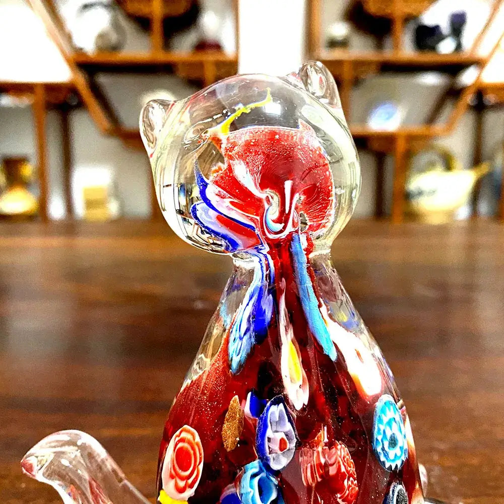 Red Glass Cat Figurine