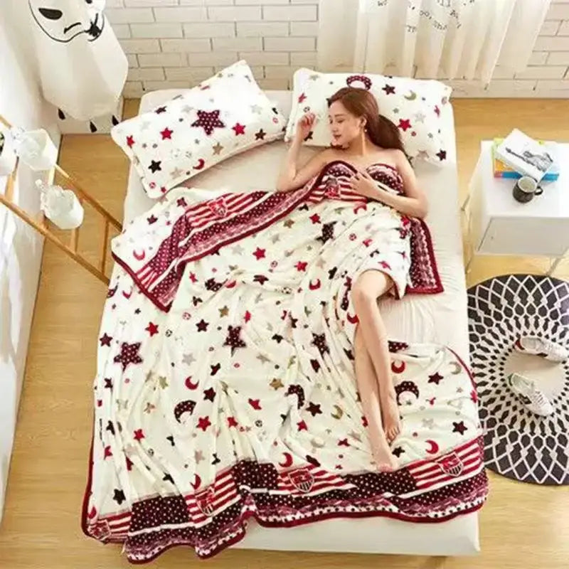 Red Pink Coral Fleece Blanket