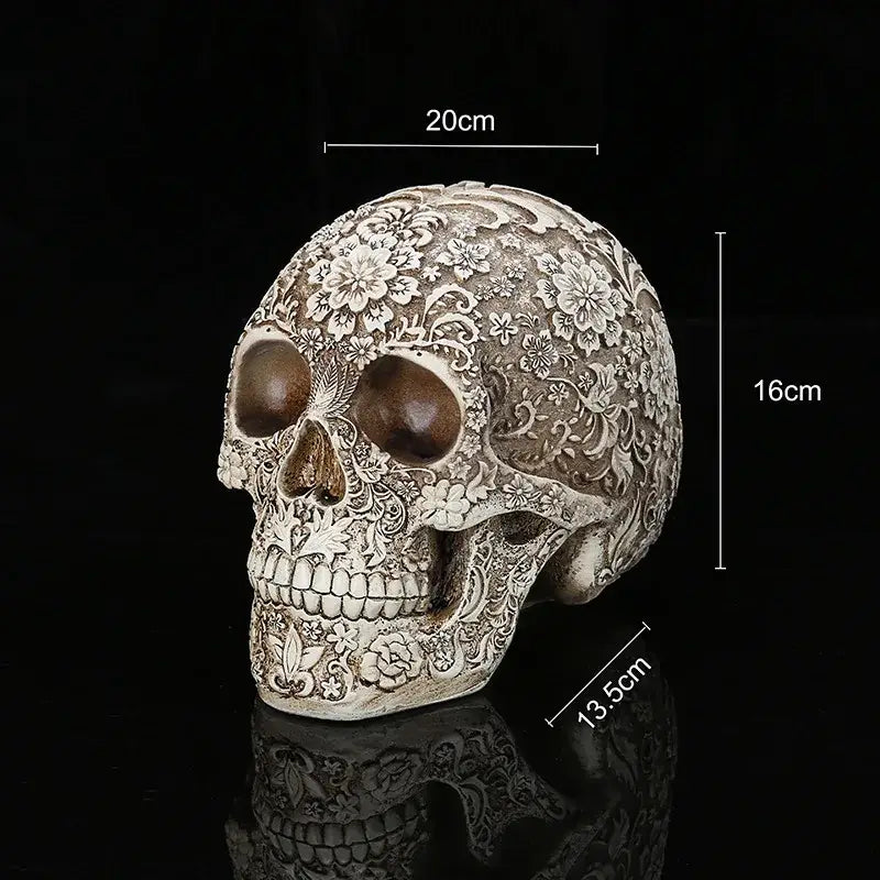 Silver Carved Skull Figurine