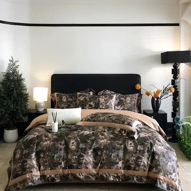 Blue Egyptian Cotton Bedding Set Queen Size