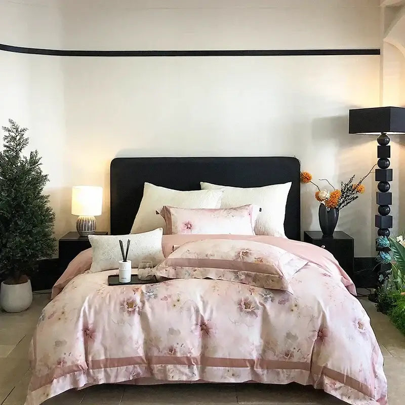 Blue Egyptian Cotton Bedding Set Queen Size