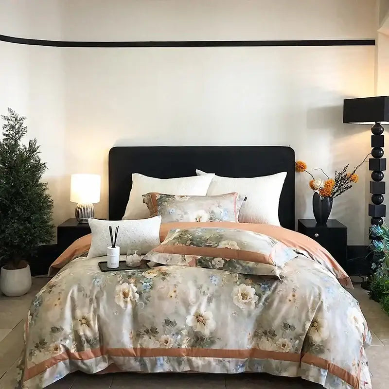 Blue Egyptian Cotton Bedding Set Queen Size