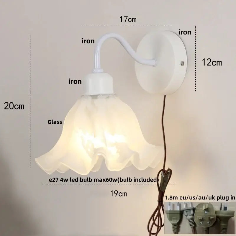 White Glass Iron Wall Sconce