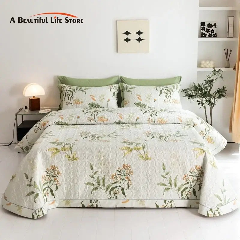 Green Quilted Bed Cover