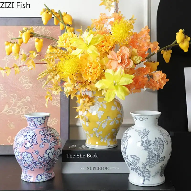 Yellow Porcelain Vase Decor