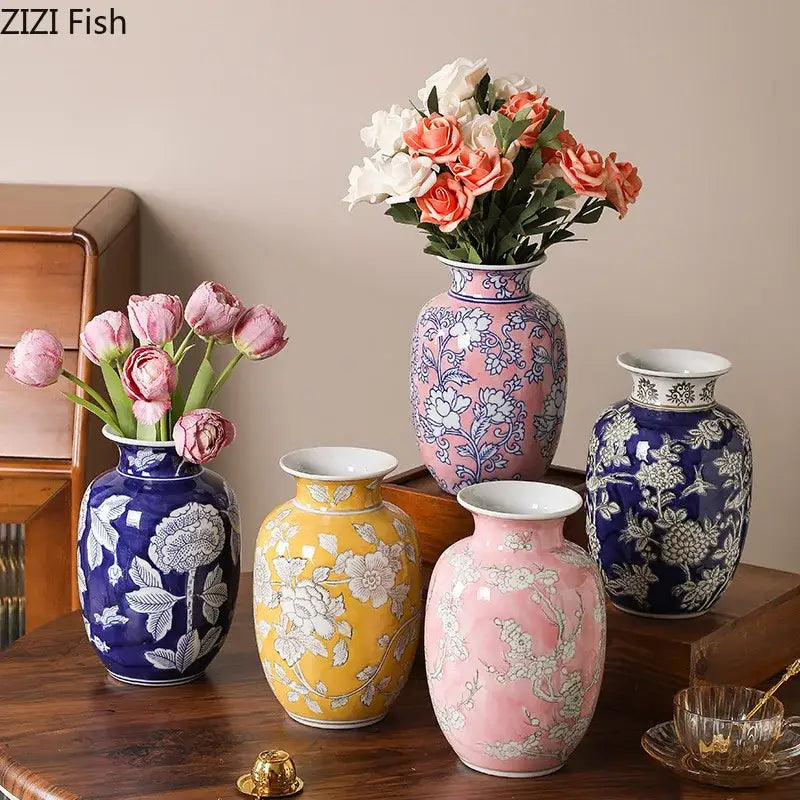 Yellow Porcelain Vase Decor