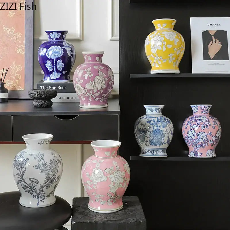 Yellow Porcelain Vase Decor