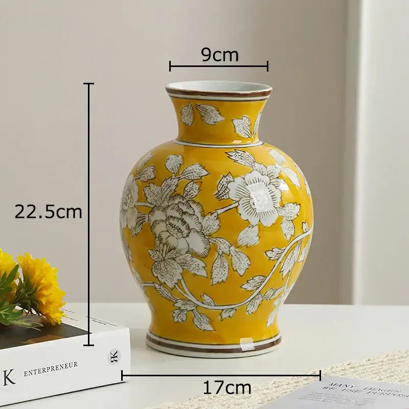 Yellow Porcelain Vase Decor