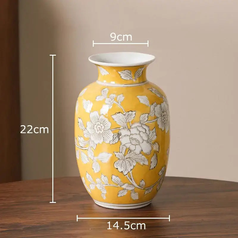 Yellow Porcelain Vase Decor