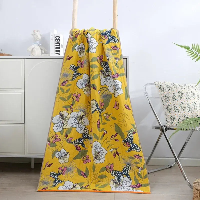 Yellow Cotton Gauze Bath Towel