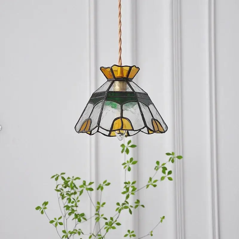 Green Glass Brass Pendant Lamp
