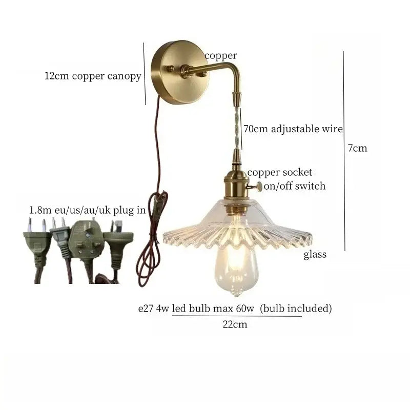 Brass Glass LED Wall Sconce