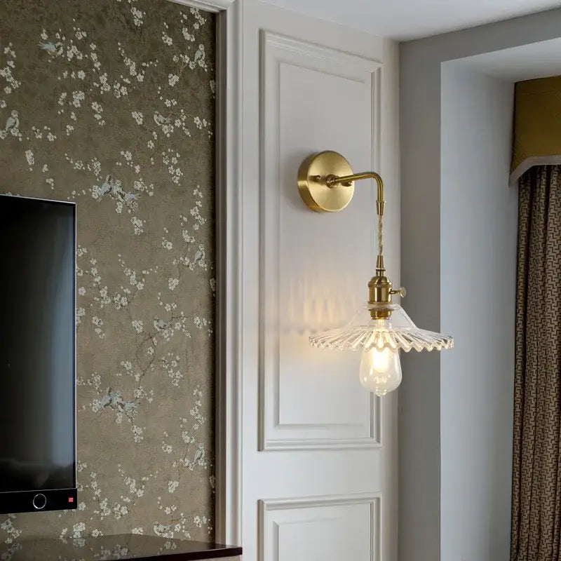 Brass Glass LED Wall Sconce