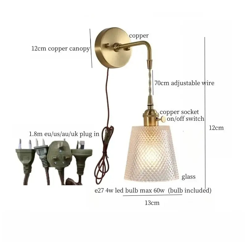 Brass Glass LED Wall Sconce